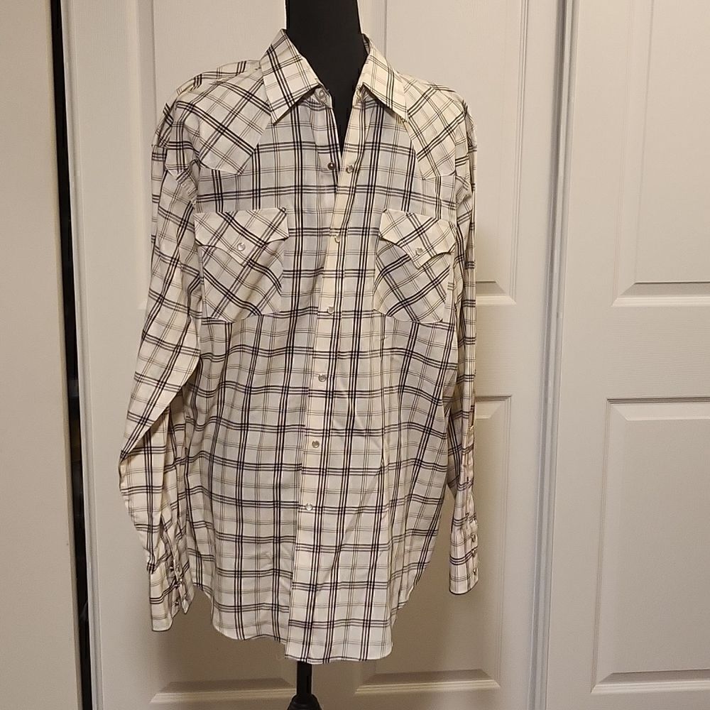 Off white plaid Eli Cattleman long sleeve button down shirt